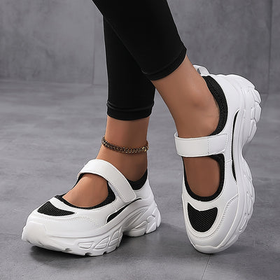 Women's Breathable Mesh Platform Sneakers, Casual Ankle Strap Outdoor Shoes, Women's Comfortable Shoes