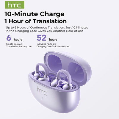 1pc HTC NE55 AI Translation Earbuds Real-time Translation Headphones OWS Open-Ear Wireless Headphones, Latest BT V6.0, Noise Reduction Clear Call, 6.5 Hours Music Long Battery Life, Big speaker Big Volume, Headphones Noise Ca