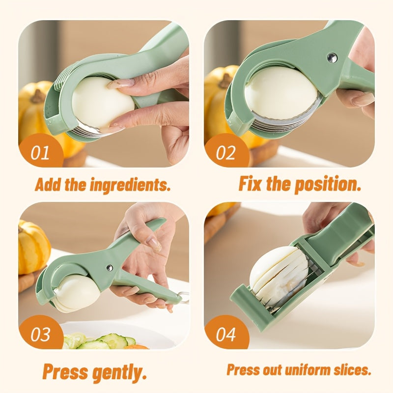 RZSYZH Multifunctional Vegetable and Fruit Slicer - Ergonomic Green Kitchen Cutter with Adjustable Blade, Durable Polypropylene for Carrots, Cucumbers, Tomatoes, and More, Vegetable Slicer And Chopper