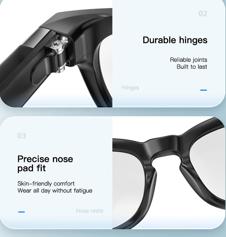 Q8 360° Surround Sound & HD Speakers Glasses with 360° Audio, HD Audio Quality, Dual-Channel Stereo Design, 360° Surround Sound Experience