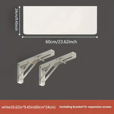 Space-Saving White Wooden Wall-Mounted Folding Desk - Adjustable & Foldable Computer Monitor and Laptop Stand with Cork Material, Ideal for Home & Office Organization, Perfect for Kitchen, Dorms