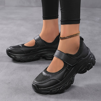 Women's Breathable Mesh Platform Sneakers, Casual Ankle Strap Outdoor Shoes, Women's Comfortable Shoes