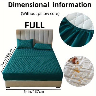 2/3pcs Set of Quilted Waterproof Bed Cover in Multiple Colors, Waterproof Mattress Protector, Bed Cover And Pillowcase Set, Non-Slip Full Coverage Bed Cover.