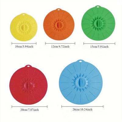 5pcs Silicone Bowl Lids Set - Heat Resistant, Reusable Suction Covers for Bowls, Cups, Plates, Pots, Pans - Food Contact Safe Microwave Splatter Guards, Kitchen Essentials