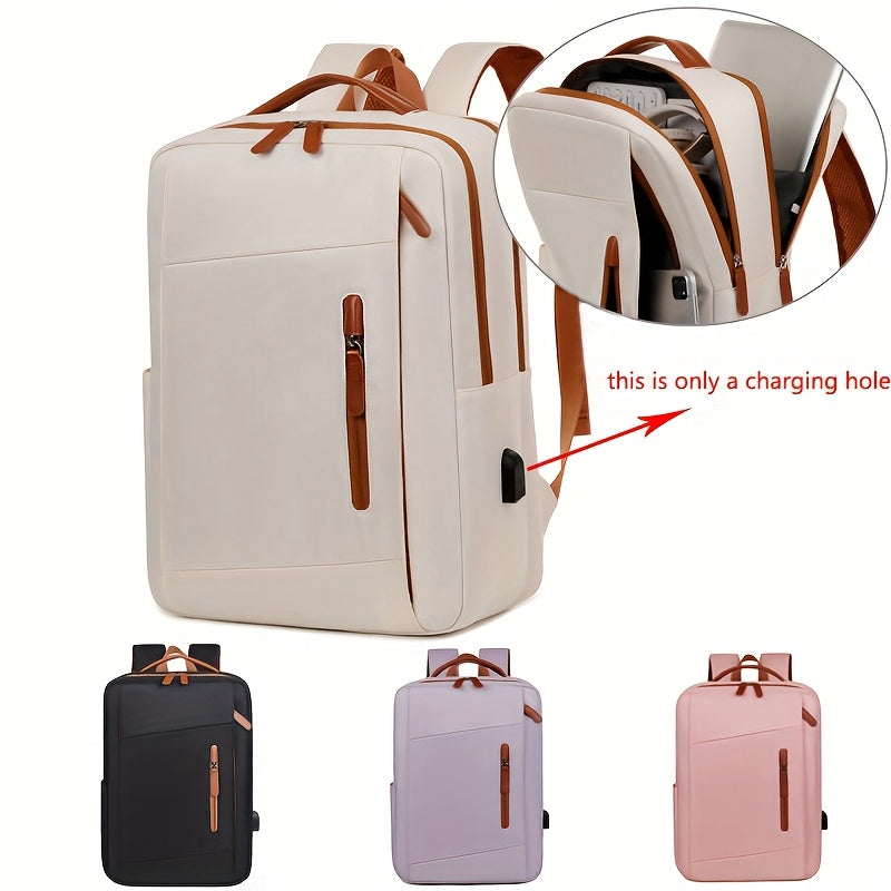 Stylish Lightweight Laptop Backpack - Adjustable Shoulder Straps, Multiple Compartments, USB Charging Port, Perfect for Commuting, School, Travel & Business, Casual Style, Polyester Lining, Secure Zipper Closure, Laptop Carry