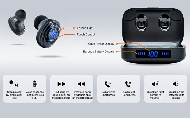 Bluetooth headphones V 5.4 version, lightweight headphones, deep bass effect, built-in microphone, clear calls, suitable for exercise.