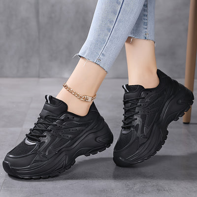 Women's Mesh Chunky Sneakers, Casual Solid Color Height Increasing Trainers, All-Match Walking Sports Shoes