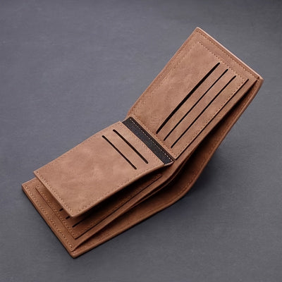 Men'S Slim Faux Leather Wallet - Stylish Black Compact Design with Multiple Card Slots, Cash Compartment & ID Holder - Perfect Gift for Him, Business Style, Everyday Use