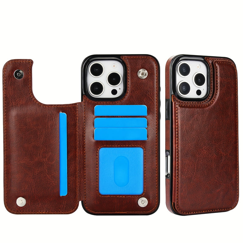 جراب iPhone قابل للطي من الجلد الصناعي عالي الجودة مع فتحات للبطاقات وحامل مقاوم للصدمات متوافق مع موديلات مختلفة بما في ذلك X XR XS Max 11 pro 12 pro 13 pro 14 15 16 SE 6 7 8 plus