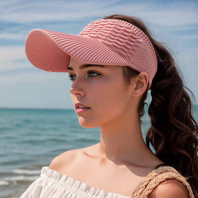 Breathable Women's Knitted Cap - Casual, Elastic, Sunshade Hat for Outdoor Sports & Sun Protection