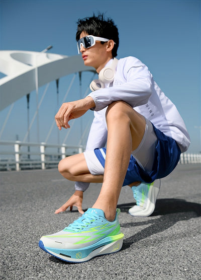 XPD Men's & Women's Lightweight Breathable Running Shoes - Neon Green/Blue/Grey Sneakers with Cushioned Arch Support, Non-Slip MD Sole & Low-Top Design for Gym, Jogging, Training - All-Season Sneakers for Men & Women - Stylis