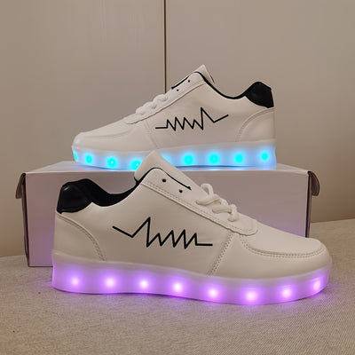 Women's Colorful Luminous Sneakers, Lace Up Low-top Lightweight Outdoor Shoes, Casual Sporty Footwear