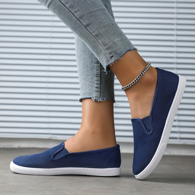 Women's Simple Solid Color Canvas Shoes, Casuals Slip On Outdoor Shoes, Lightweight Low Top Shoes