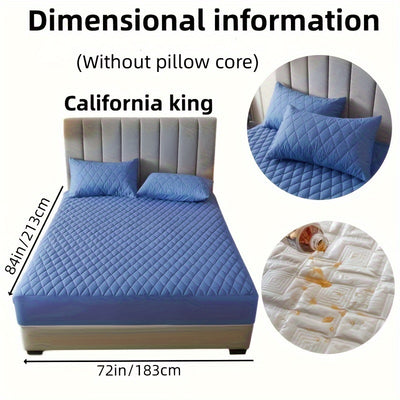 2/3pcs Set of Quilted Waterproof Bed Cover in Multiple Colors, Waterproof Mattress Protector, Bed Cover And Pillowcase Set, Non-Slip Full Coverage Bed Cover.