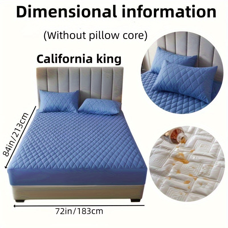2/3pcs Set of Quilted Waterproof Bed Cover in Multiple Colors, Waterproof Mattress Protector, Bed Cover And Pillowcase Set, Non-Slip Full Coverage Bed Cover.