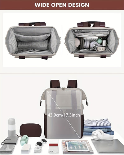 Stylish Women'S Convertible Laptop Backpack - Soft Shell Nylon, Multiple Compartments, Zipper Closure, Ideal for School, Travel & Leisure, Available in Gray, Pink, Blue, Red, Black, Backpack for School