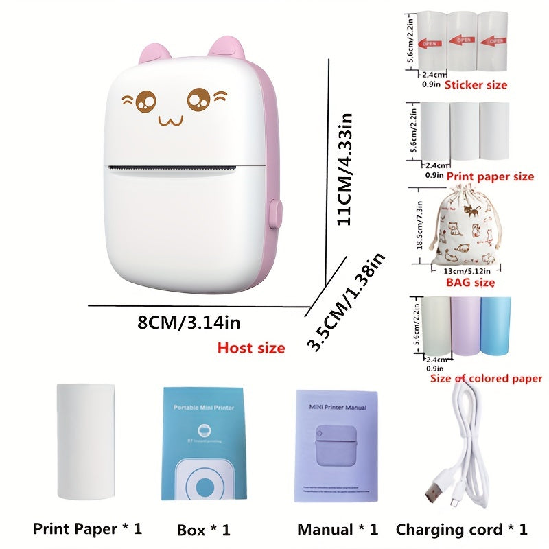 Photo Printer Smart Label Printer Mini Multi-function Portable Photo Printer Sticky Notes Note Code Text List Thermal Printer Ink-free Printer Small Mobile Phone Photo Album Printer
