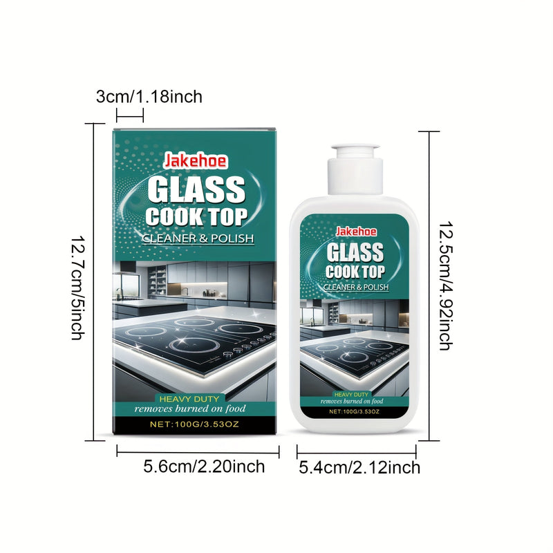 Glass Stovetop Cleaner Polishing Agent, Citric Acid Based, Residue Free, for Household Kitchen, Electric Ceramic Stovetop, Glass Cooktop, Induction Cooktop, Ceramic Hob, Electric Stovetop Panel
