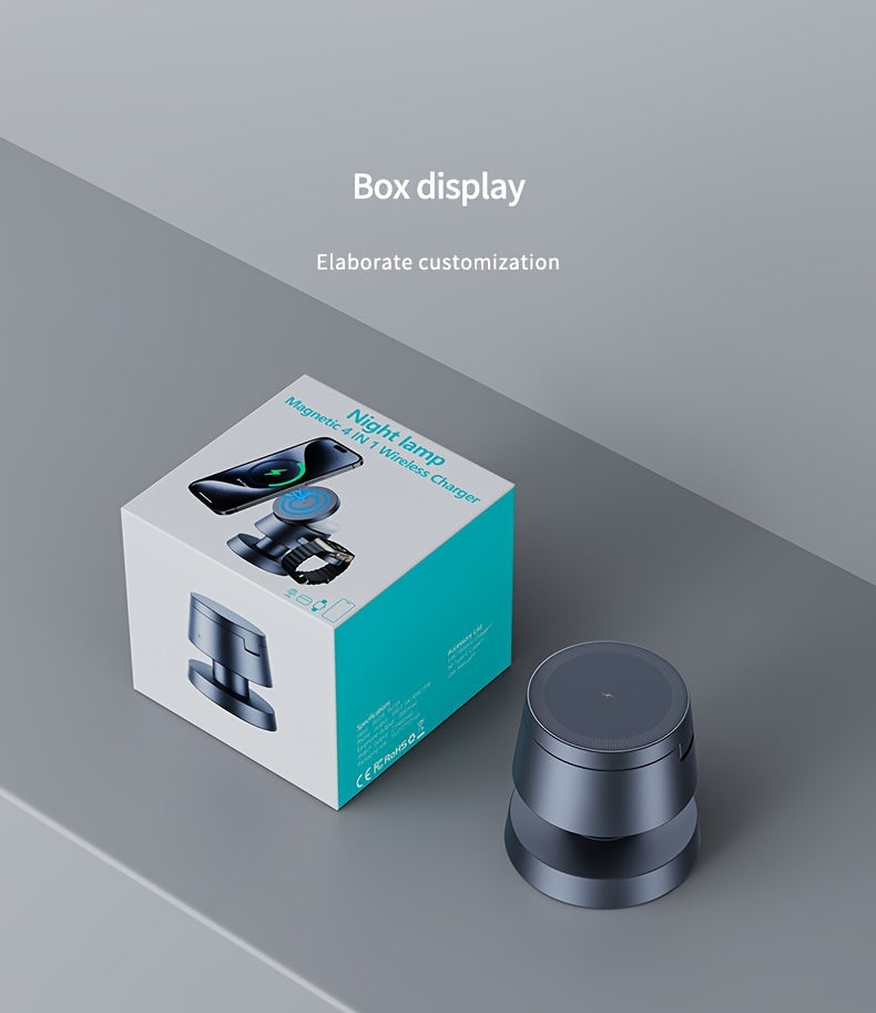 Mushroom lamp 15W Fast charger Magnetic 4-in-1 wireless charger nightstand preferred Fast charge mobile phone/watch/headphones at the same time