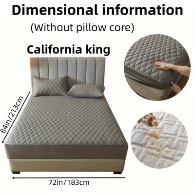 2/3pcs Set of Quilted Waterproof Bed Cover in Multiple Colors, Waterproof Mattress Protector, Bed Cover And Pillowcase Set, Non-Slip Full Coverage Bed Cover.