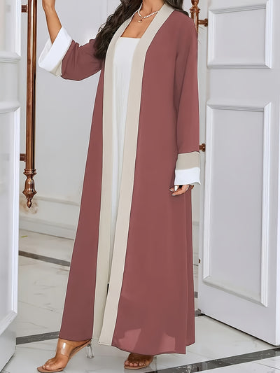 Women'S Elegant Islamic Abaya Dress - Long Sleeve Open Front Maxi Robe, Formal & Everyday Muslim Gown, All-Season Modest Islamic Clothing for Ramadan, Travel, Home - Elegant Religious Attire, Muslim Dress, Modest Apparel, Sop