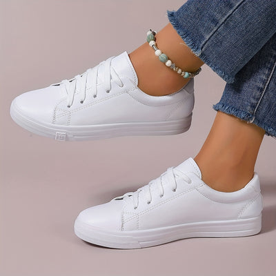 Women's Trendy Flat Sneakers, Casual Lace Up Outdoor Shoes, Comfortable Low Top Sport Shoes
