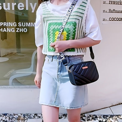 Fashionable Twill Crossbody Bag for Women - Small Square Shoulder Bag with Mobile Phone and Wallet Compartments, Available in Khaki, Brown, Gray, White, Pink, Black - PU Material with Polyester Lining, Zip Closure, Simple, Ne