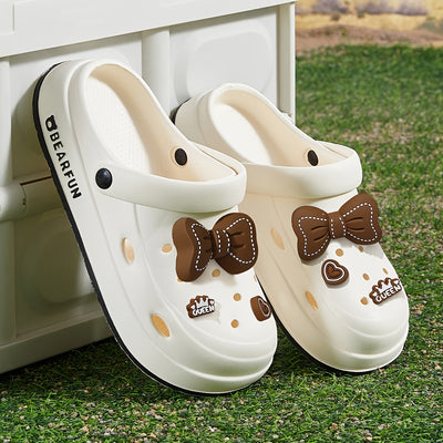 MAOLI Women's Casual Slip-On Loafers with Thick Non-Slip Sole, Lightweight EVA Material, Odor-Free & Quick-Dry - Comfortable All-Season Indoor/Outdoor Shoes for Casual Attire, Comfy Shoes, Charming Embellished Slippers, Playf