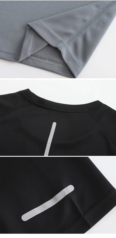 4pcs, Men's Solid Sports T-shirts With Reflective Strips, Breathable And Quick Dry Short Sleeve Crew Neck Tees, Moisture Wicking Tops For Gym, Fitness And Running Wear