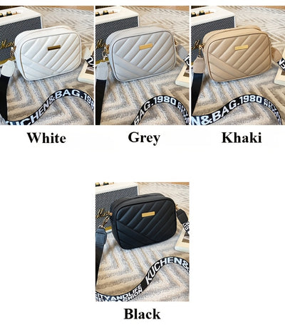 Fashionable Twill Crossbody Bag for Women - Small Square Shoulder Bag with Mobile Phone and Wallet Compartments, Available in Khaki, Brown, Gray, White, Pink, Black - PU Material with Polyester Lining, Zip Closure, Simple, Ne