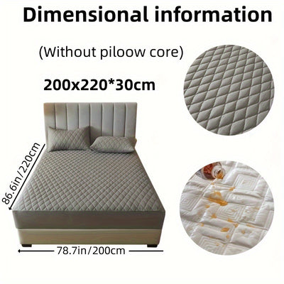 2/3pcs Set of Quilted Waterproof Bed Cover in Multiple Colors, Waterproof Mattress Protector, Bed Cover And Pillowcase Set, Non-Slip Full Coverage Bed Cover.