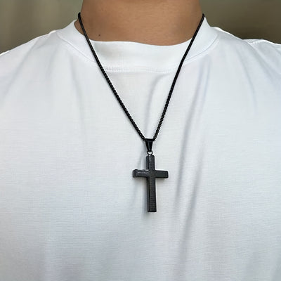 1pc Men'S & Women'S 304 304 304 304 Stainless Steel Cross Pendant Necklace - Heavy-Duty 304 304, 304 304 Stainless Steel, Golden/Tan, Golden-Tone Cross with & Cross Design, Durable Everyday Jewelry for Men & Women, Stylish La