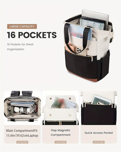 Stylish Women'S Convertible Laptop Backpack - Soft Shell Nylon, Multiple Compartments, Zipper Closure, Ideal for School, Travel & Leisure, Available in Gray, Pink, Blue, Red, Black, Backpack for School