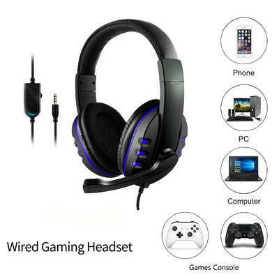 Gaming Headset With Microphone Stereo Surround Headphones Adjustable Wired Computer Gamer Earphones For PC/PS4/Xbox One Mobile