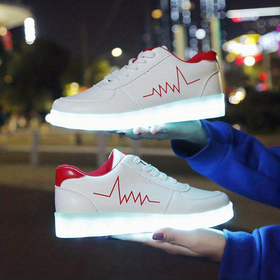 Women's Colorful Luminous Sneakers, Lace Up Low-top Lightweight Outdoor Shoes, Casual Sporty Footwear