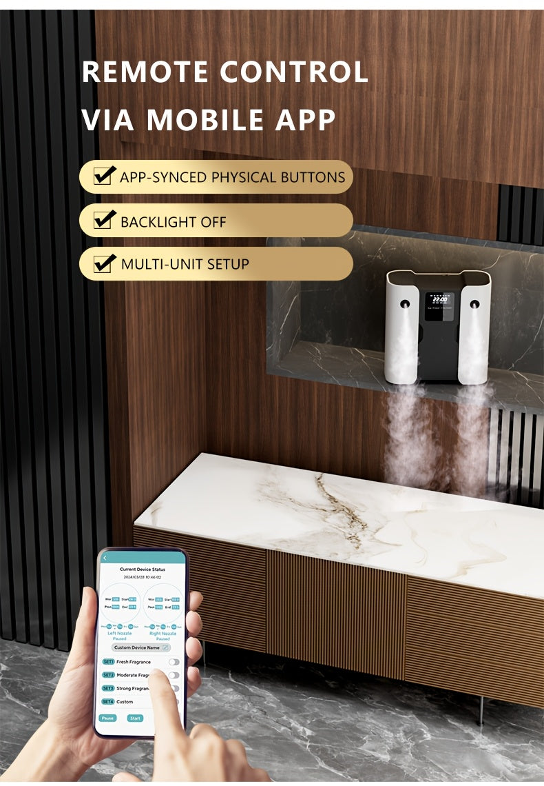 Waterless Essential Oil Diffuser for Home & Hotel, Spa, Office – Max 3000 sq ft Coverage, 2*160ml Capacity, Hotel Series Nebulizing Diffuser with Intelligent Aroma Air Dispersion, Wall-Mountable Design, Ultra-Quiet 35dB Whi