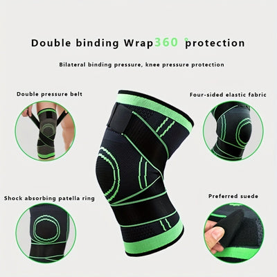 1pc Premium Breathable Compression Knee Brace - Advanced Joint Support for Sports, Gym & Hiking - Durable Protector with Enhanced Elasticity for Fitness, Weightlifting, and Mountaineering Adventures