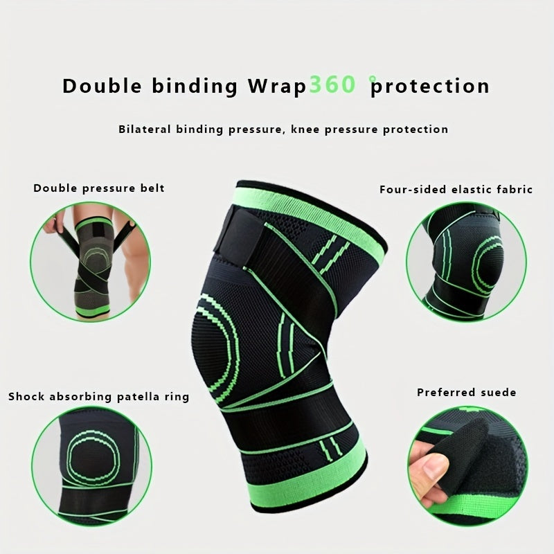 1pc Premium Breathable Compression Knee Brace - Advanced Joint Support for Sports, Gym & Hiking - Durable Protector with Enhanced Elasticity for Fitness, Weightlifting, and Mountaineering Adventures