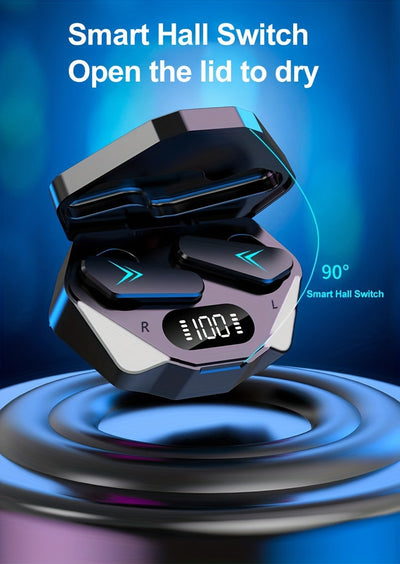 LAN XUN - Wireless In-Ear Headphones, Ultra-Low Latency, Active Noise Cancellation, Digital Display, and Stereo Wireless TWS Gaming Earbuds - Perfect for Gaming, Calls, and Music - Includes Charging Case, USB-C Charging, Port