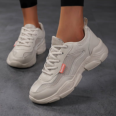 Women's Breathable Mesh Sneakers, Casual Lace Up Outdoor Shoes, Comfortable Low Top Sport Shoes