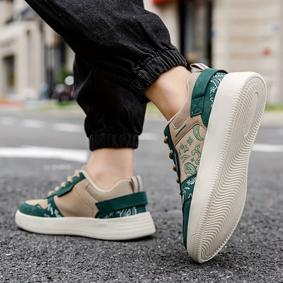 Women's Trendy Printed Sneakers, Casual Lace Up Outdoor Shoes, Comfortable Low Top Skate Shoes