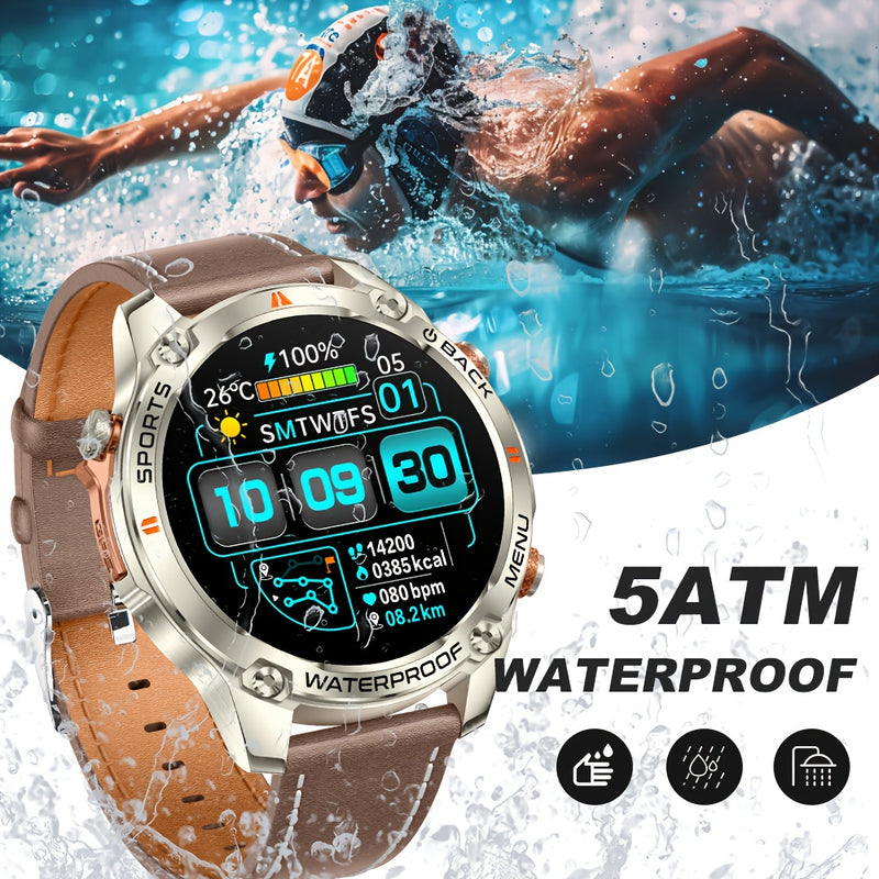 New high-precision GPS smart watch, 1.46-inch HD display, 540mAh battery/super long battery life, sports track display, more than 100 sports modes, 5ATM High Quality, compass, altimeter, all-zinc alloy body suitable for outdo