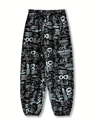 بنطلون نسائي فضفاض واسع الساق مطبوع، بنطلون كاجوال مريح ورائع