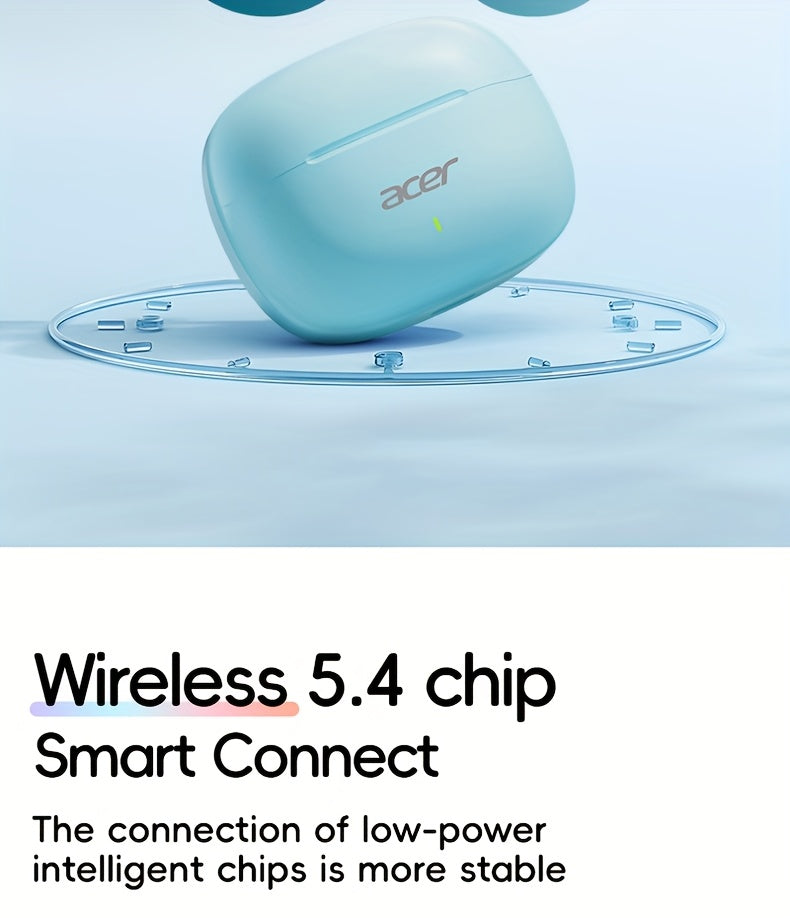 ACER OHR504 Wireless Headphone, Super Long Standby, Wireless Earphone Hi-Fi Stereo Sound, Smart Call Noise Cancellation, Gaming Mode Low Latency,  Comfortable Fit for Travel, Sports, Work, Study, Game, Multi-Device, Ideal Chr