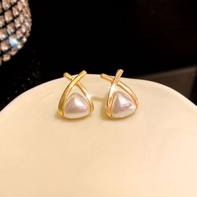 [NEW]A Pair of 2pcs, Geometric Triangle Bead Earrings, High-Quality Jewelry, Upgraded Temperament Earrings, High-End Decorative Earrings, Suitable for Daily Wear, Wedding Season Accessories, Suitable for Gifts for Girlfriends