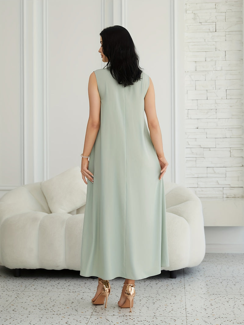 Oriental Style Sequined Lace Two-Piece Mesh Abaya Dress for Women, Middle Eastern Traditional Long Robe