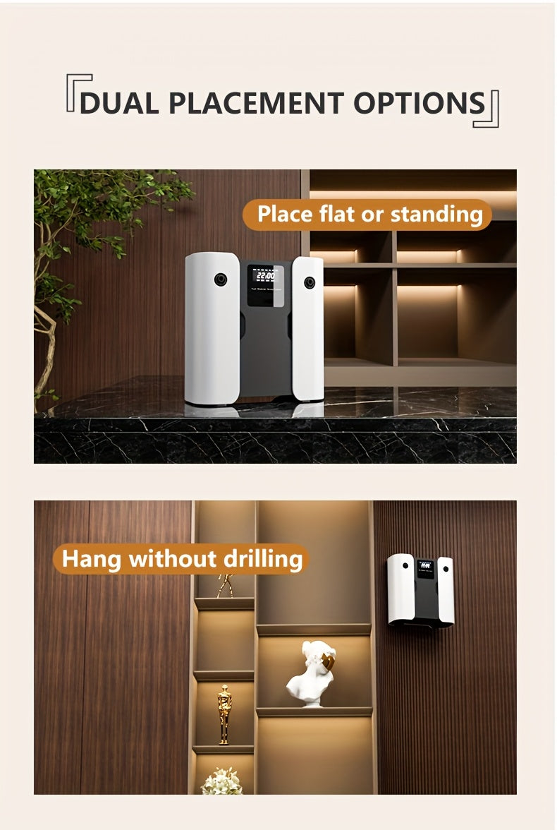 Waterless Essential Oil Diffuser for Home & Hotel, Spa, Office – Max 3000 sq ft Coverage, 2*160ml Capacity, Hotel Series Nebulizing Diffuser with Intelligent Aroma Air Dispersion, Wall-Mountable Design, Ultra-Quiet 35dB Whi