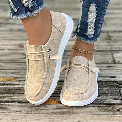 Women's Simple Flat Canvas Shoes, Casual Lace Up Outdoor Shoes, Lightweight Low Top Sneakers