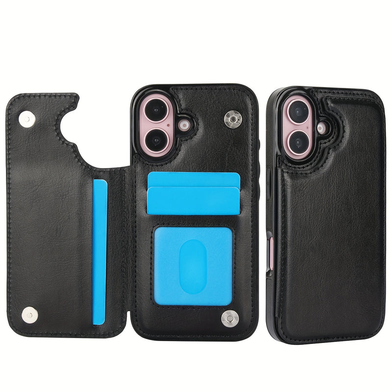 جراب iPhone قابل للطي من الجلد الصناعي عالي الجودة مع فتحات للبطاقات وحامل مقاوم للصدمات متوافق مع موديلات مختلفة بما في ذلك X XR XS Max 11 pro 12 pro 13 pro 14 15 16 SE 6 7 8 plus