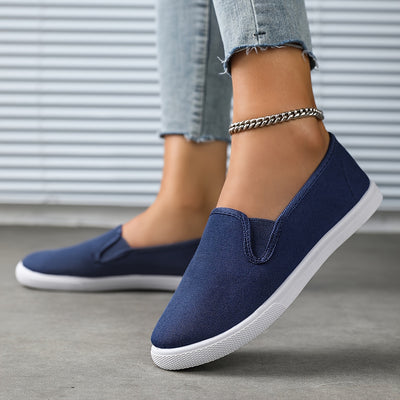 Women's Simple Solid Color Canvas Shoes, Casuals Slip On Outdoor Shoes, Lightweight Low Top Shoes